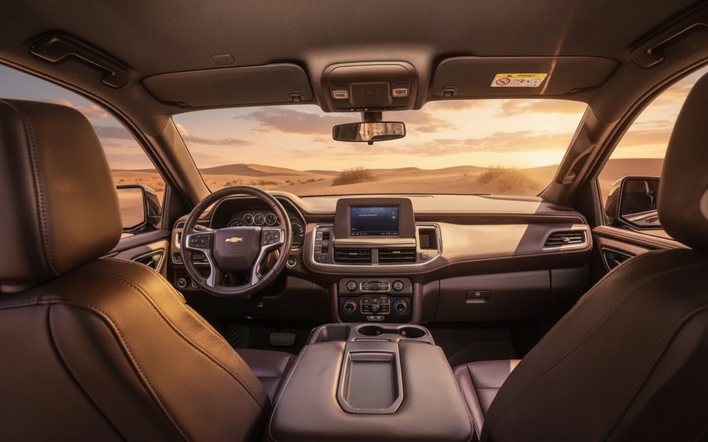 Chevrolet Suburban 2021 interior view showing trim – rental in Dubai