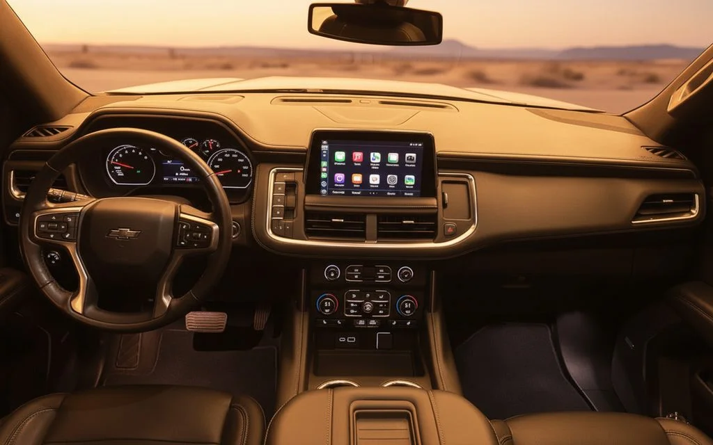 Chevrolet Suburban 2023 interior view showing trim – rental in Dubai