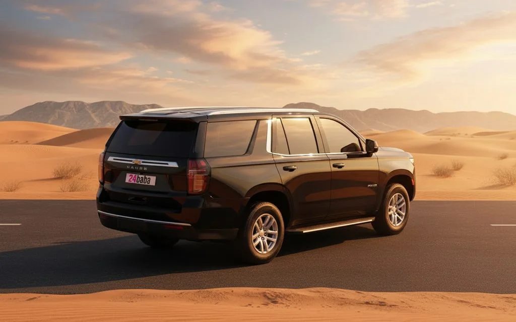 Chevrolet Tahoe 2021 Black rear view showing taillights – rental in Dubai