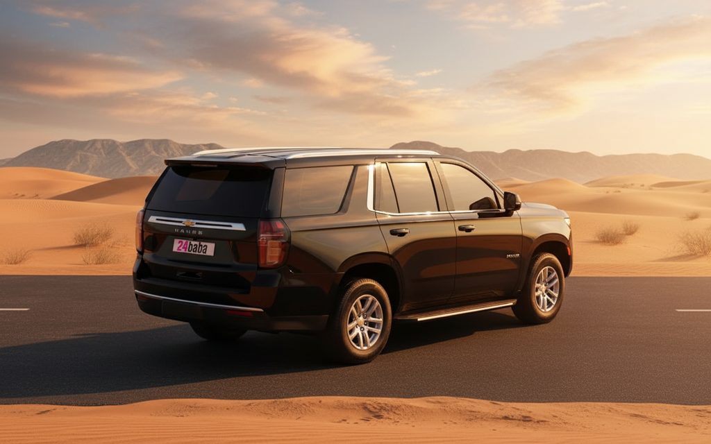 Chevrolet Tahoe 2021 Black rear view showing taillights – rental in Dubai