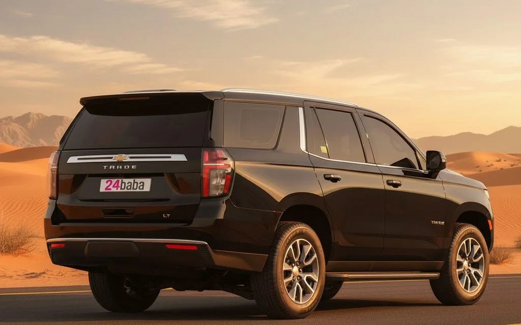 Chevrolet Tahoe 2022 Black rear view showing taillights – rental in Dubai
