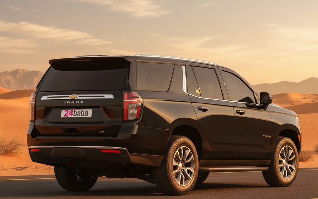 Chevrolet Tahoe 2022 Black rear view showing taillights – rental in Dubai