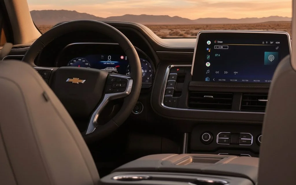 Chevrolet Tahoe 2022 interior view showing trim – rental in Dubai