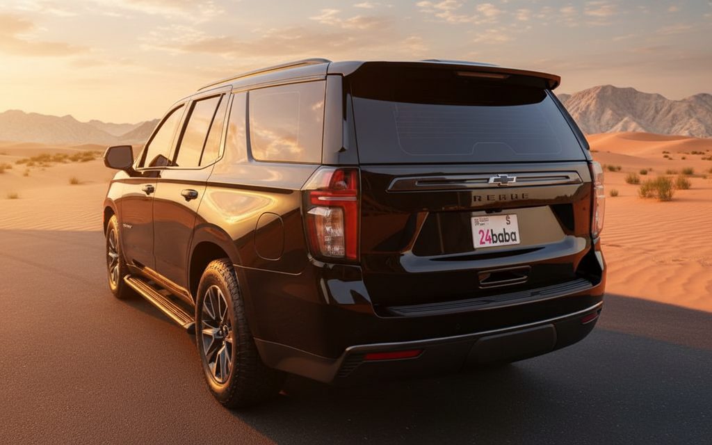Chevrolet Tahoe 2023 Black rear view showing taillights – rental in Dubai
