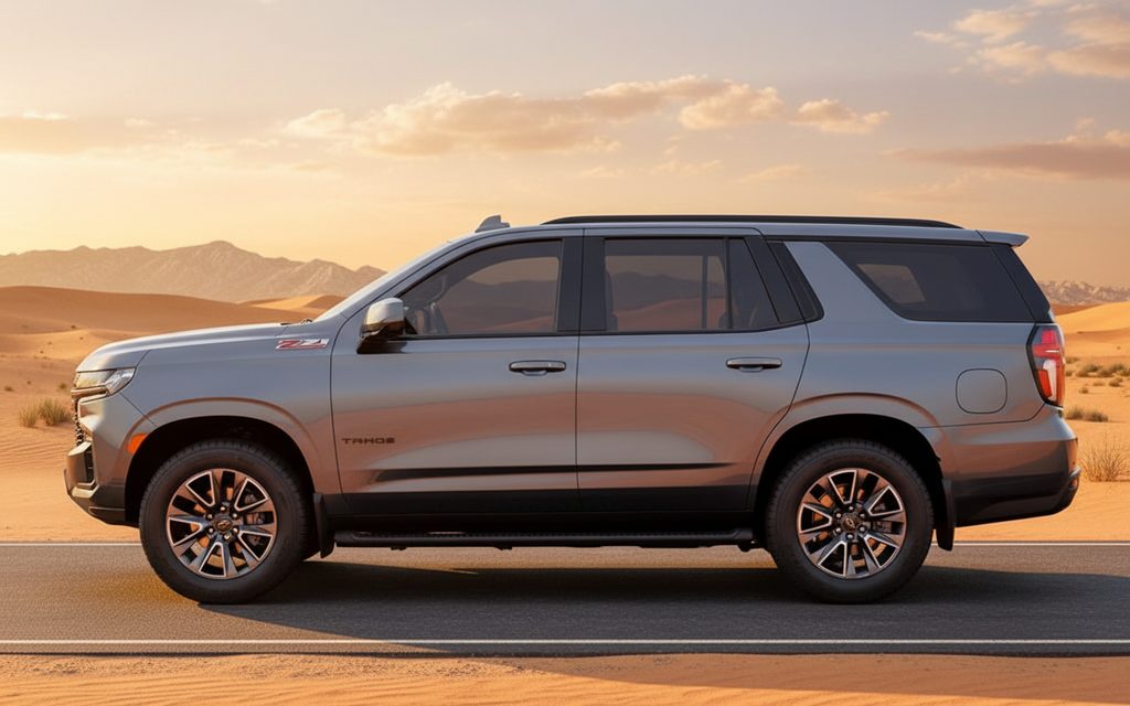 Chevrolet Tahoe 2021 Grey side profile – rental in Dubai