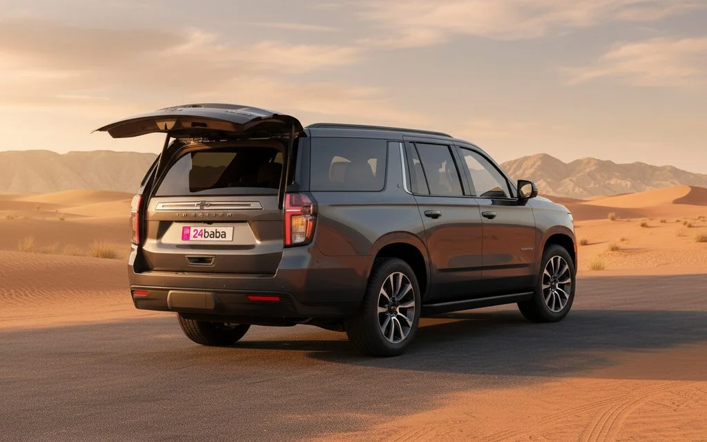 Chevrolet Tahoe 2021 Grey rear view showing taillights – rental in Dubai