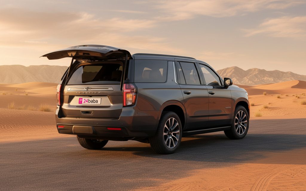 Chevrolet Tahoe 2021 Grey rear view showing taillights – rental in Dubai