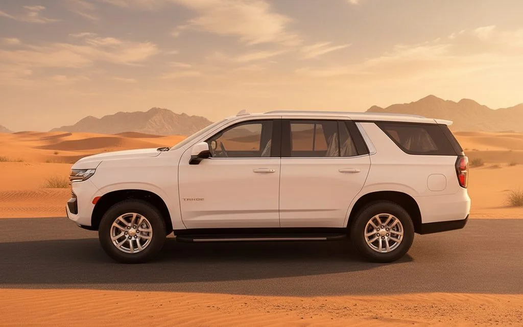 Chevrolet Tahoe 2021 White side profile – rental in Dubai