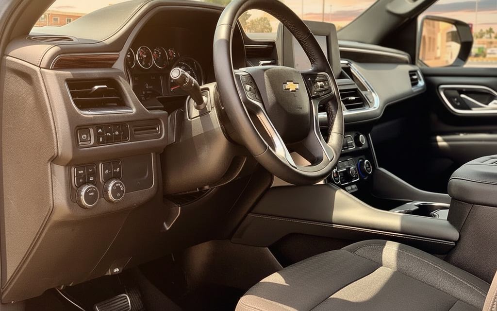 Chevrolet Tahoe 2023 interior view showing trim – rental in Dubai