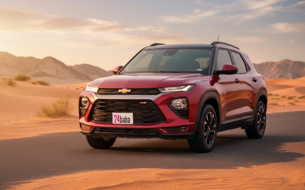 Chevrolet Trailblazer 2022 Red front view with headlights – rental in Dubai