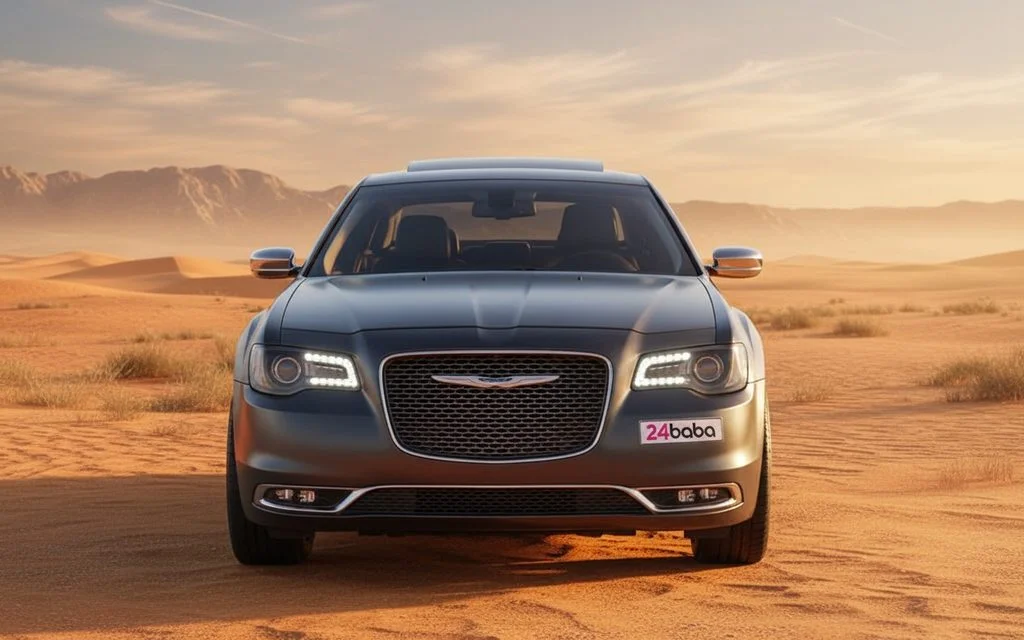 Chrysler 300 2025 Grey front view with headlights – rental in Dubai