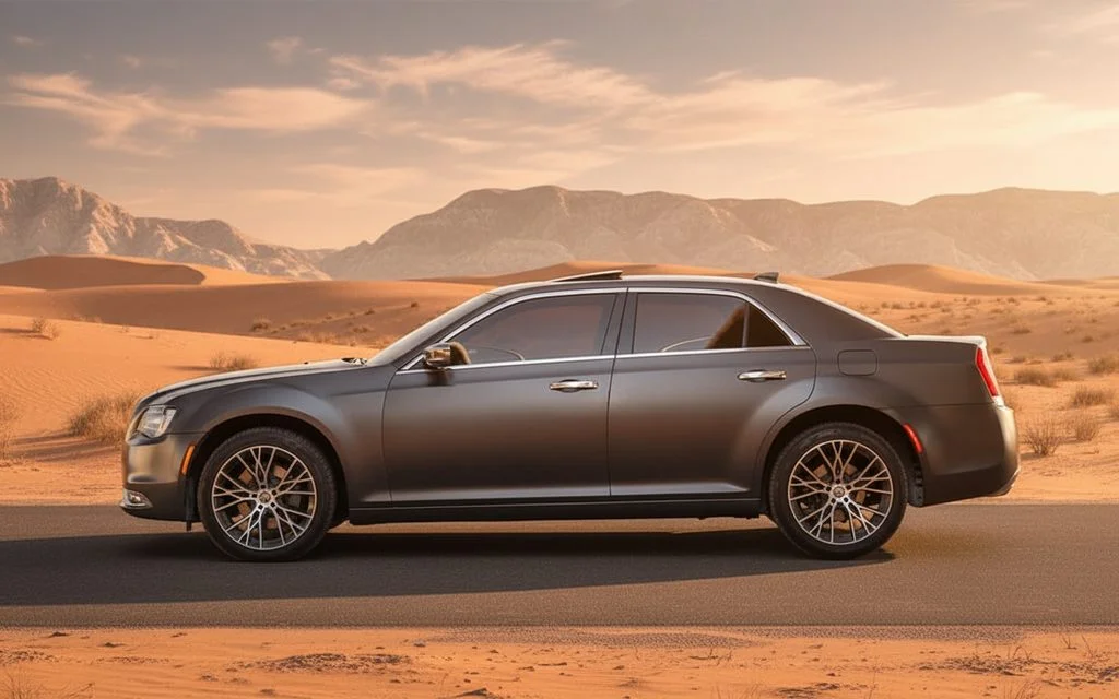 Chrysler 300 2025 Grey side profile – rental in Dubai