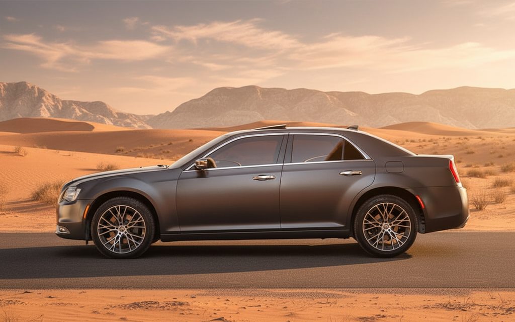 Chrysler 300 2025 Grey side profile – rental in Dubai