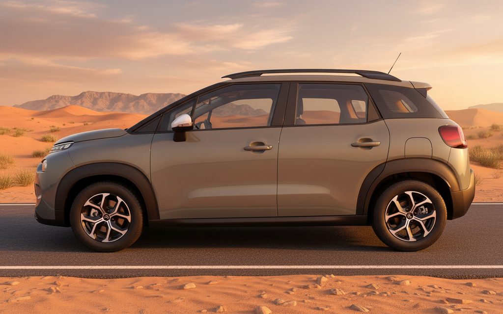 Citroen C3 2023 Grey side profile – rental in Dubai