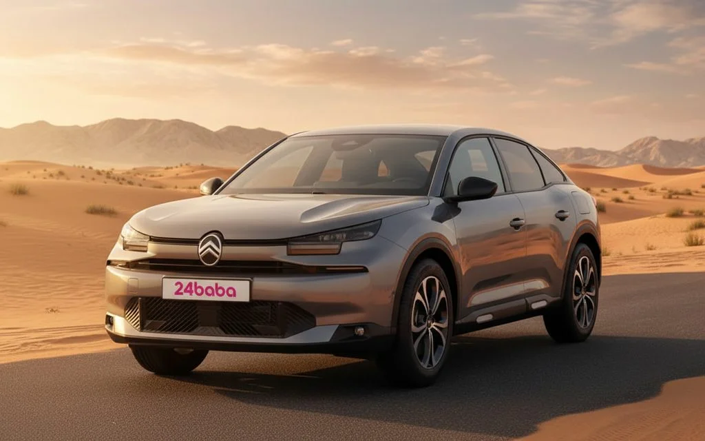 Citroen C4 2026 Grey front view with headlights – rental in Dubai