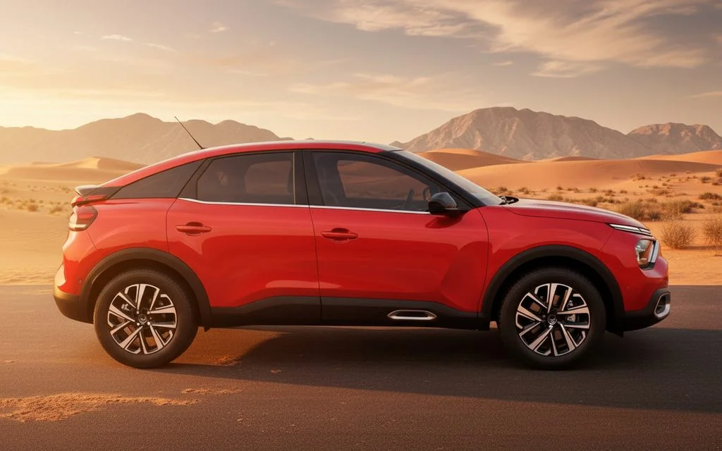 Citroen C4 2022 Red side profile – rental in Dubai