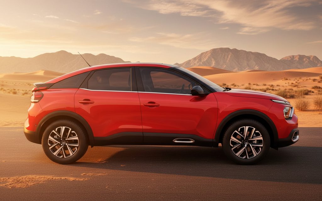 Citroen C4 2022 Red side profile – rental in Dubai