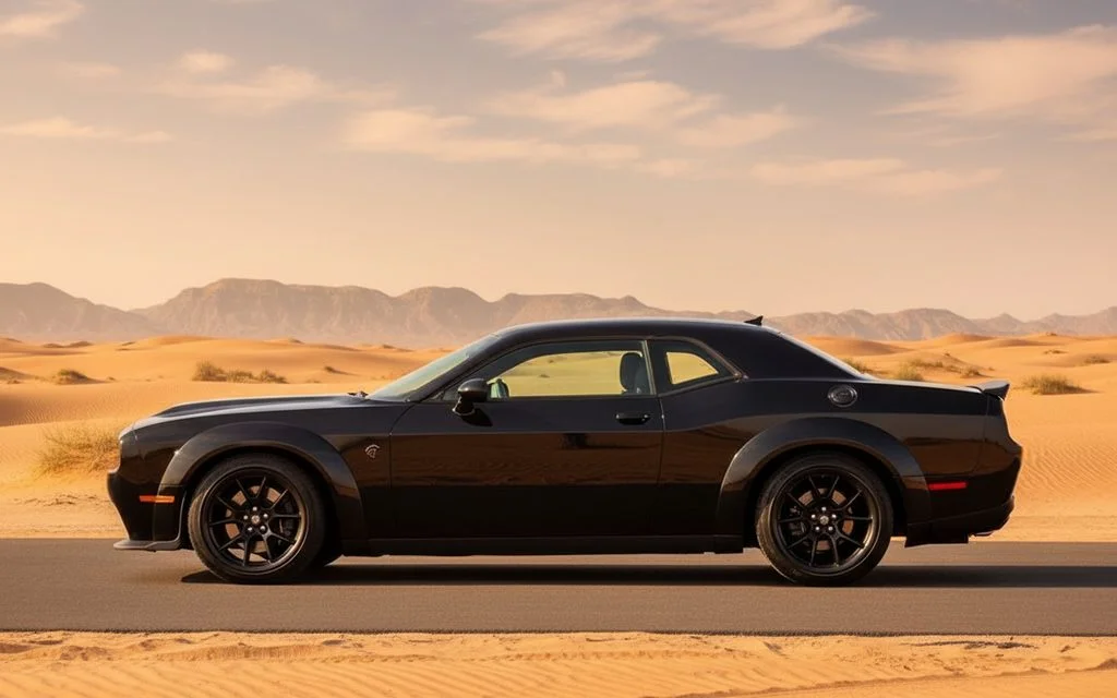 Dodge Challenger 2021 Black side profile – rental in Dubai