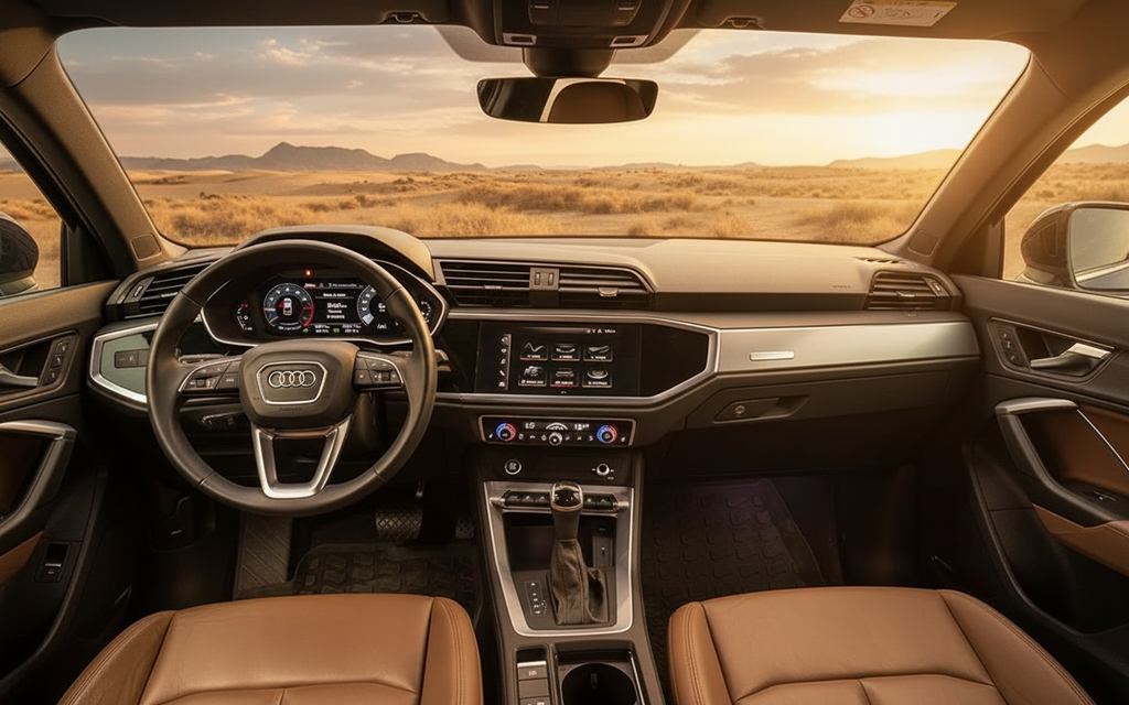 Audi Q3 2022 interior view showing trim – rental in Dubai