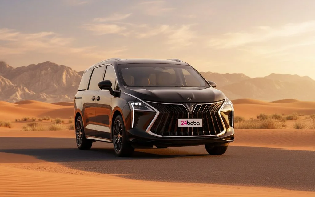 Dongfeng ForthingU TourV9 2024 Black front view with headlights – rental in Dubai