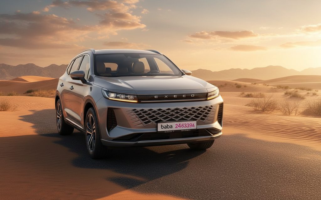 Exeed Lx 2026 Grey front view with headlights – rental in Dubai