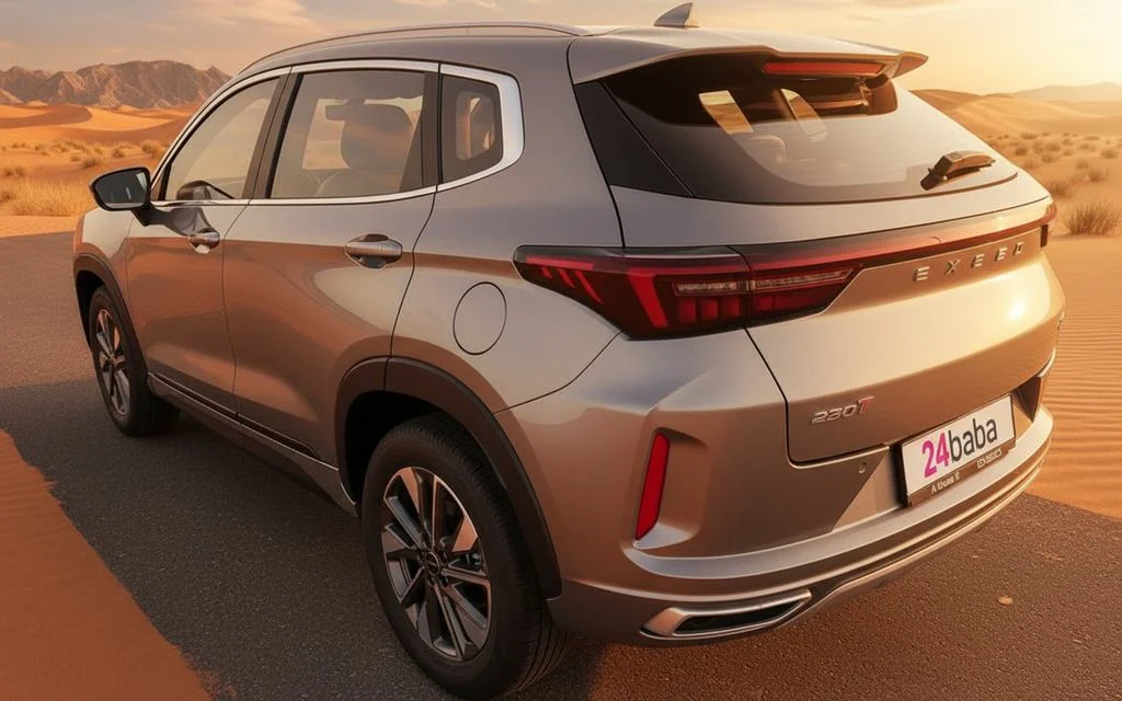 Exeed Lx 2026 Grey rear view showing taillights – rental in Dubai
