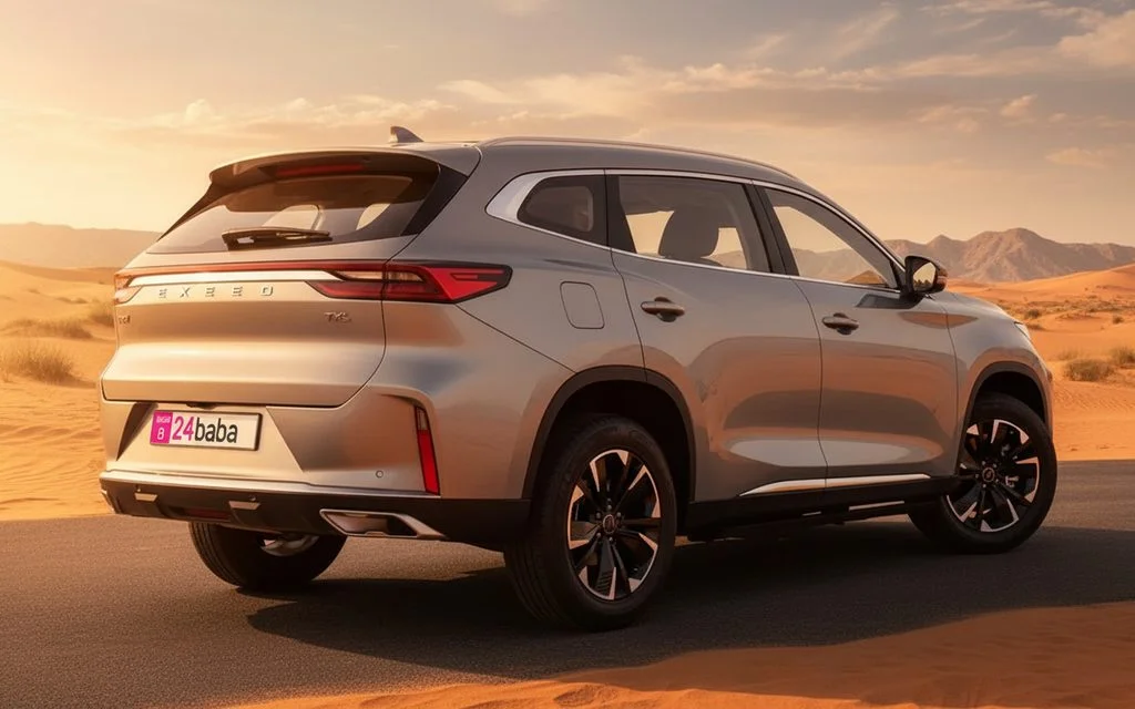 Exeed Txl 2025 Grey rear view showing taillights – rental in Dubai