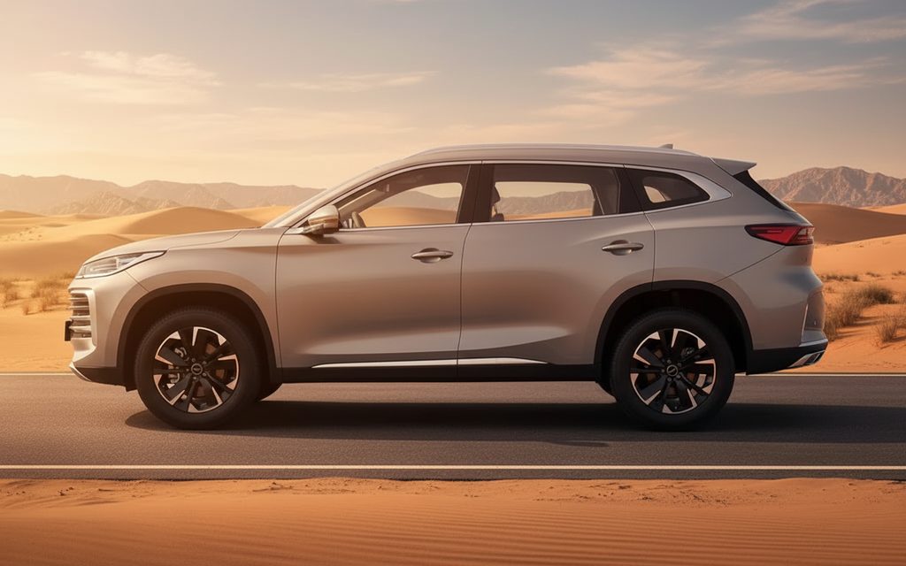 Exeed Txl 2025 Grey side profile – rental in Dubai