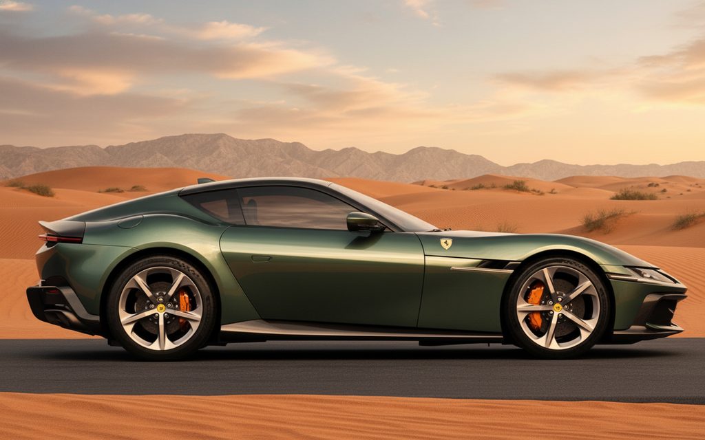 Ferrari 12Cilindri 2023 Green side profile – rental in Dubai