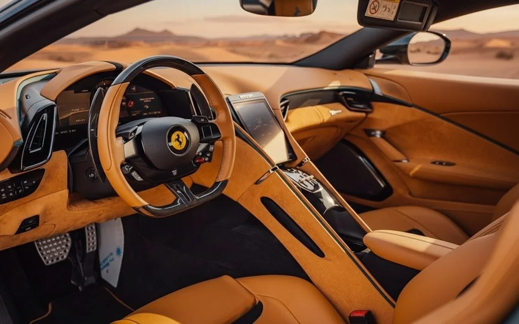 Ferrari Roma 2023 interior view showing trim – rental in Dubai