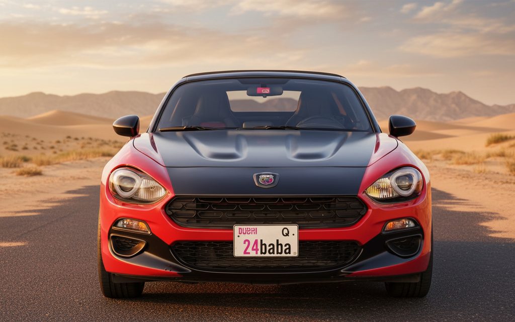Fiat 124 2025 Red front view with headlights – rental in Dubai