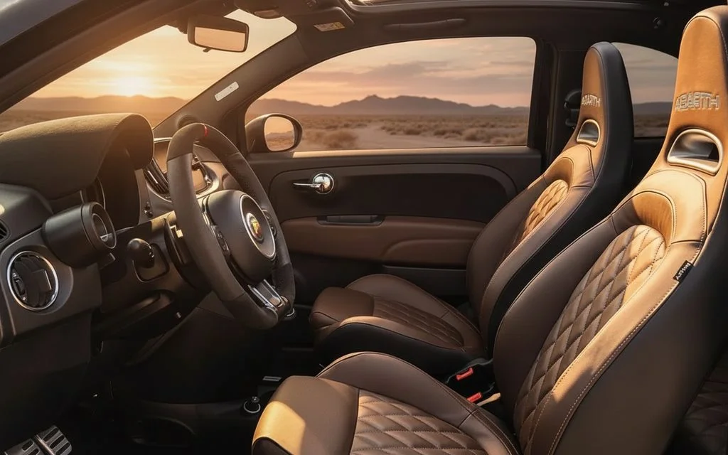 Fiat 500 2023 leather seats and cabin – rental in Dubai
