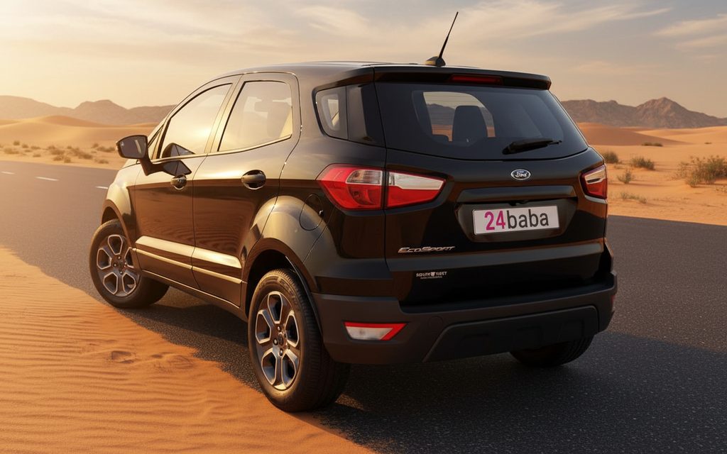 Ford Ecosport 2021 Black rear view showing taillights – rental in Dubai