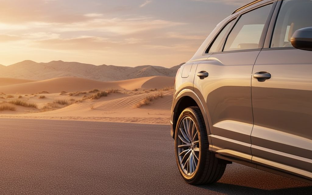 Audi Q3 2024 alloy wheel close up – rental in Dubai