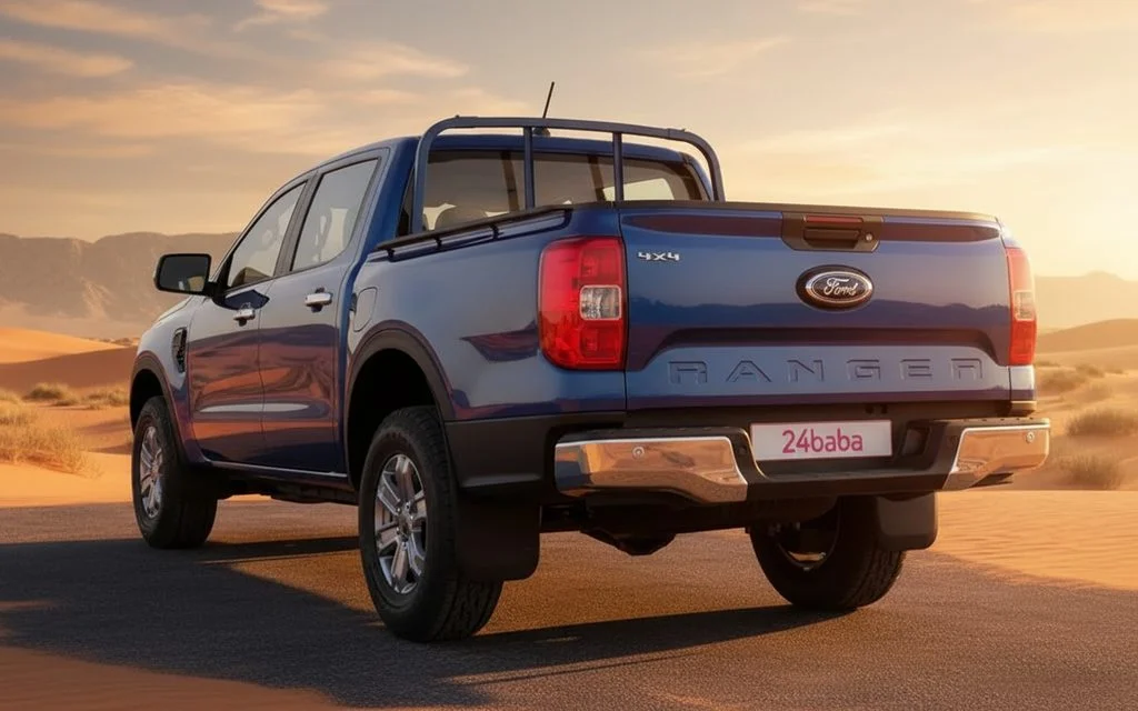 Ford Ranger 2023 Blue rear view showing taillights – rental in Dubai