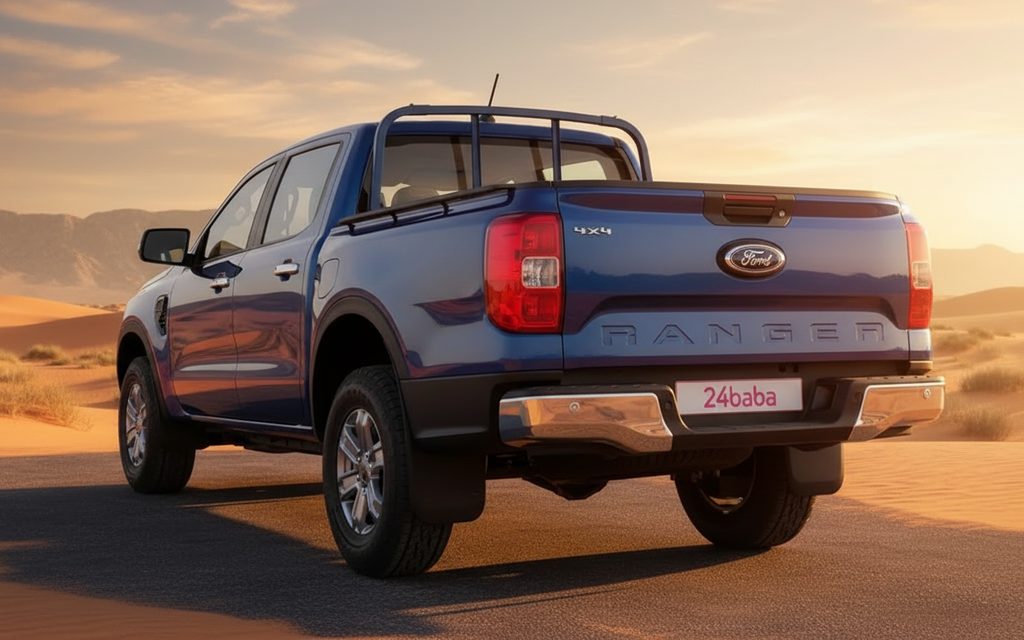 Ford Ranger 2023 Blue rear view showing taillights – rental in Dubai