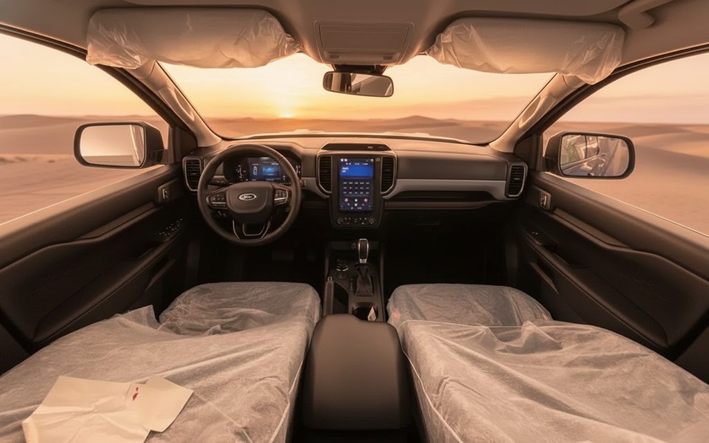 Ford Ranger 2023 interior view showing trim – rental in Dubai