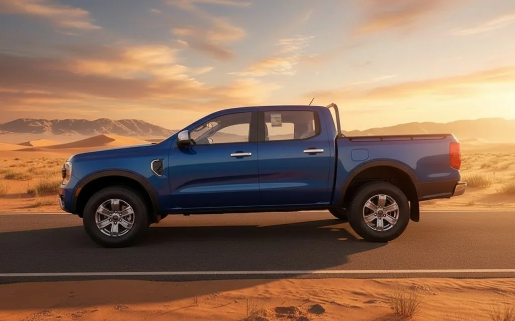 Ford Ranger 2023 Blue side profile – rental in Dubai