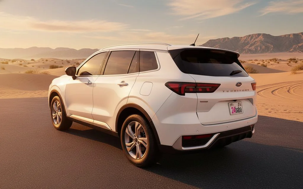 Ford Territory 2025 White rear view showing taillights – rental in Dubai