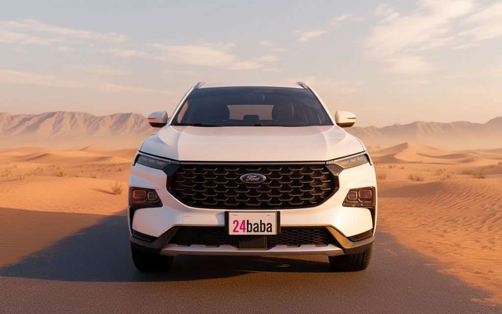 Ford Territory 2025 White front view with headlights – rental in Dubai