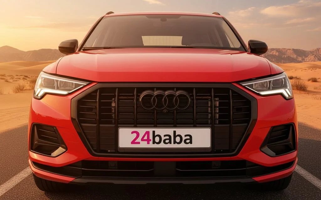 Audi Q3 2024 Red front view with headlights – rental in Dubai
