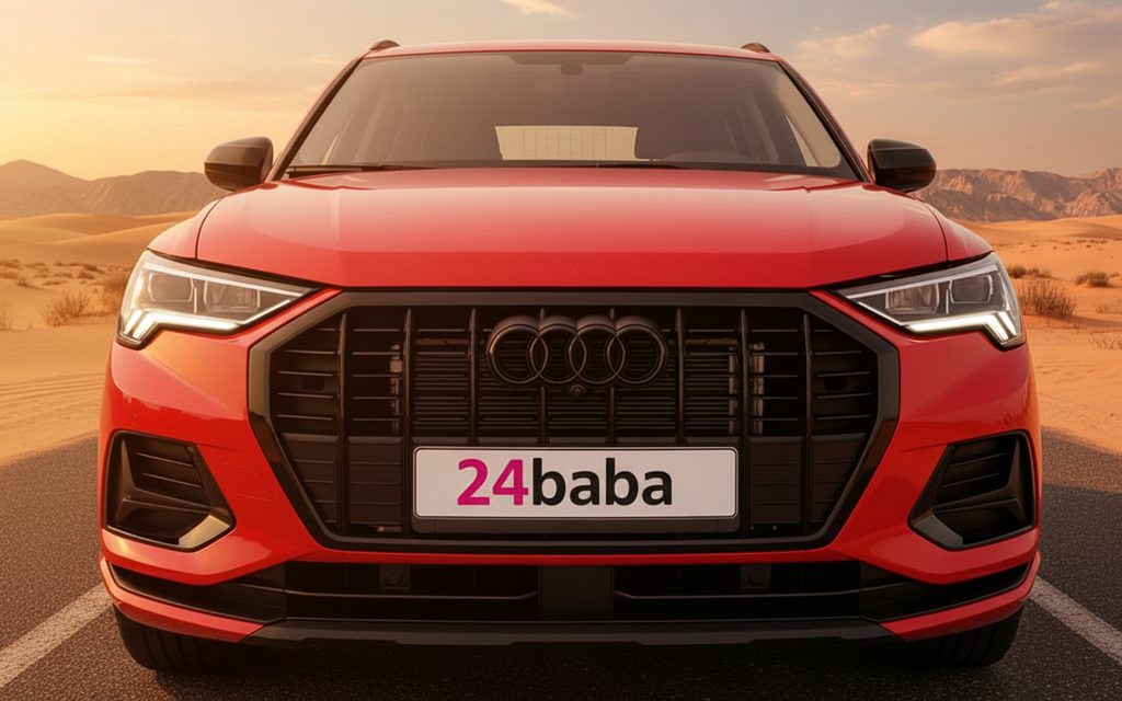 Audi Q3 2024 Red front view with headlights – rental in Dubai