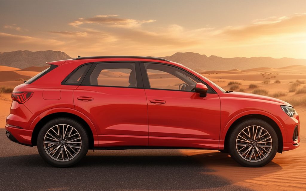 Audi Q3 2024 Red side profile – rental in Dubai