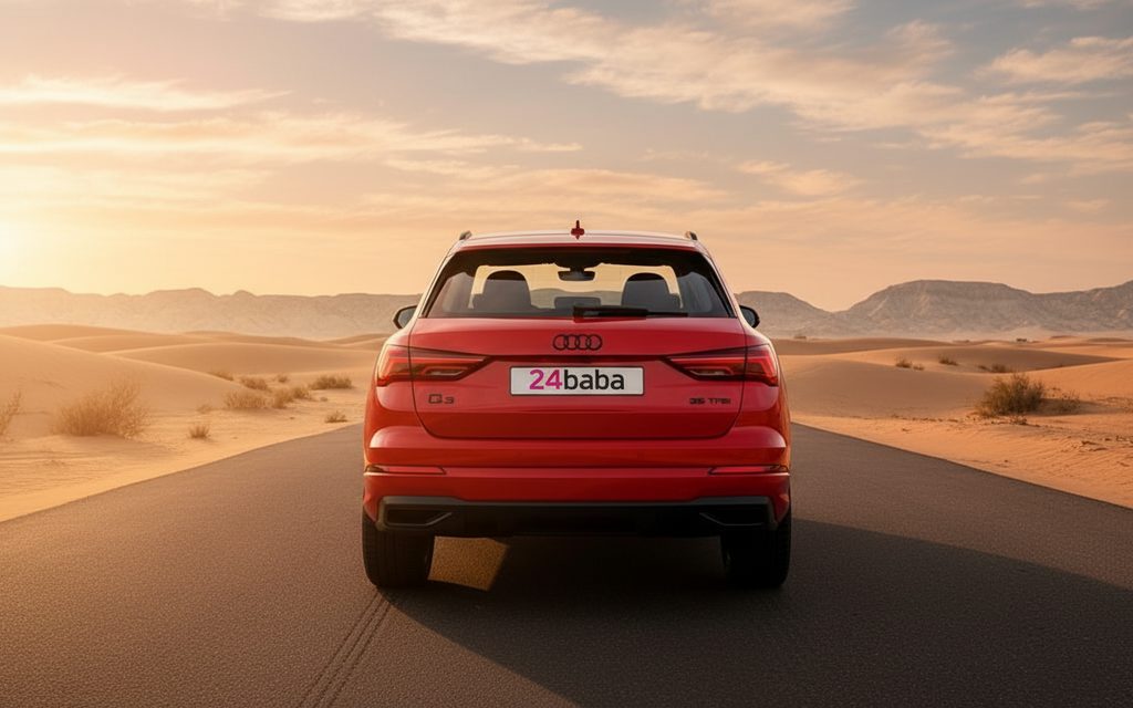 Audi Q3 2024 Red rear view showing taillights – rental in Dubai