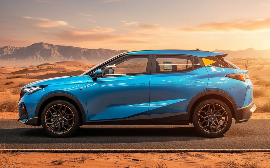 Gac Gs3 2025 Blue side profile – rental in Dubai