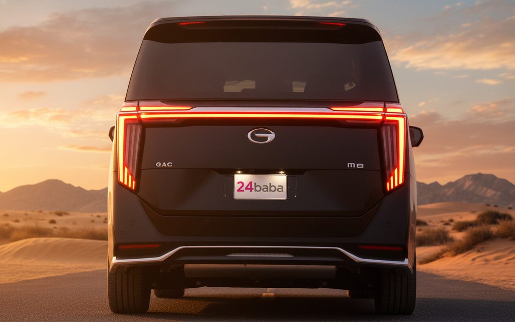 Gac M8 2023 Black rear view showing taillights – rental in Dubai