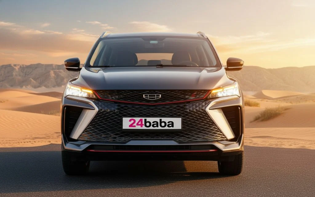 Geely Coolray 2025 Grey front view with headlights – rental in Dubai