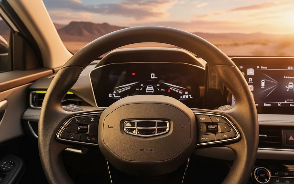 Geely Coolray 2025 interior view showing trim – rental in Dubai