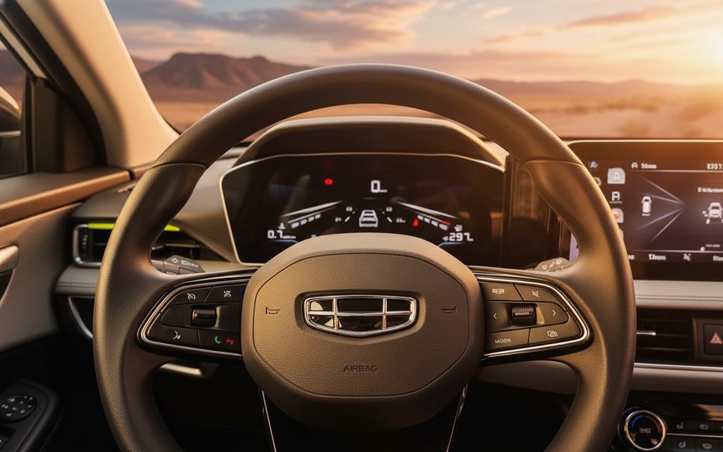 Geely Coolray 2025 interior view showing trim – rental in Dubai