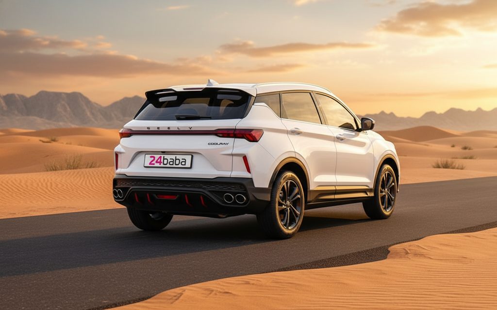 Geely Coolray 2025 White rear view showing taillights – rental in Dubai